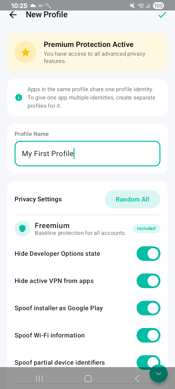 Step 6 - Configure a new profile 1