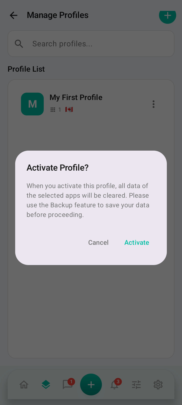 Step 8 - Activate profile 1